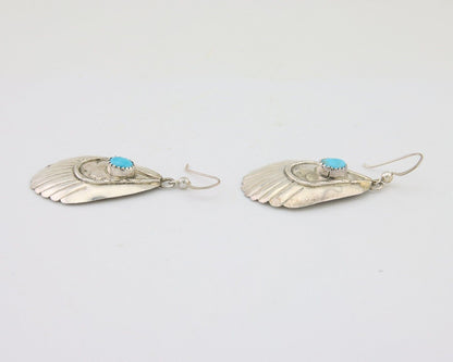 Navajo Earrings 925 Silver Turquoise Artist Signed Dean Brown C.80's