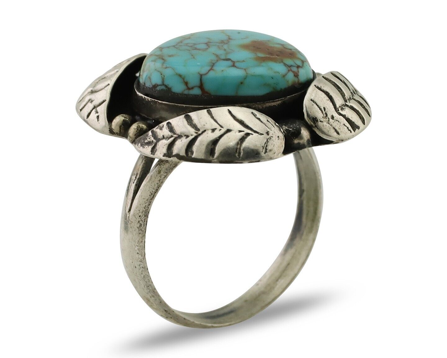 Navajo Ring 925 Silver Natural Turquoise Native American Artist C.80's