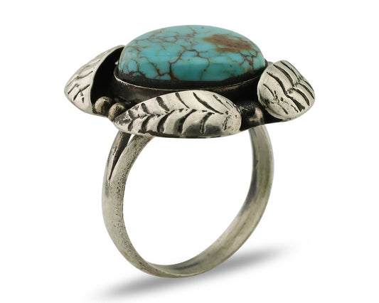 Navajo Ring 925 Silver Natural Turquoise Native American Artist C.80's