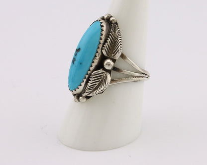 Navajo Ring 925 Silver Sleeping Beauty Turquoise Signed SC C.80's