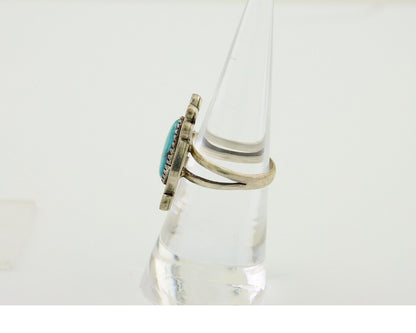 Navajo Handmade Ring 925 Silver Natural Arizona Turquoise Artist C.80's