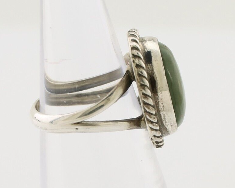 Navajo Ring 925 Silver Natural Green Turquoise Native American Artist C.80's