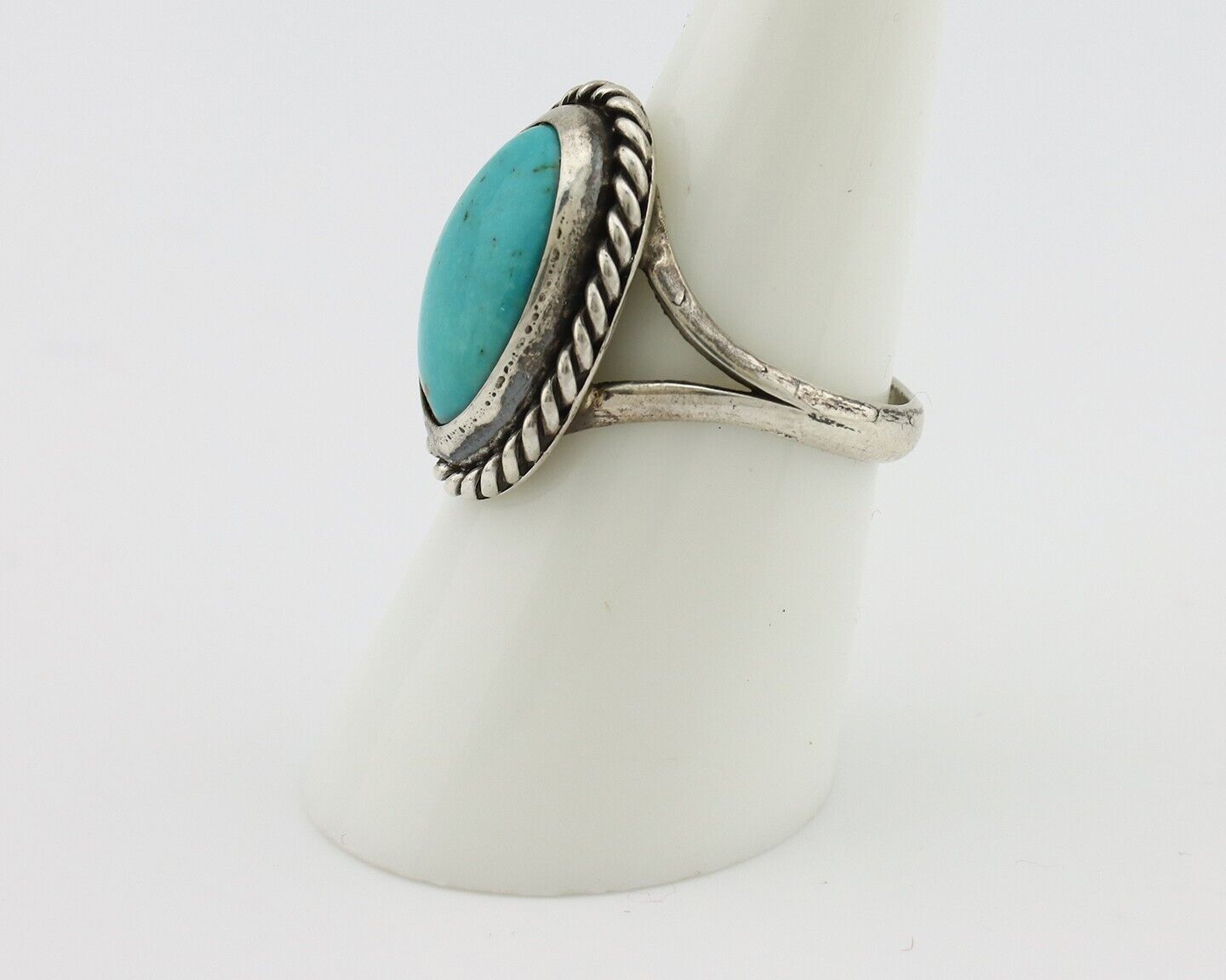 Navajo Ring 925 Silver Kingman Turquoise Native American Artist C.80's