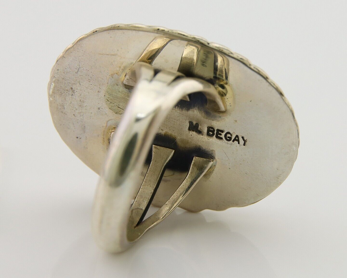 Navajo Ring 925 Sterling Silver Natural Turquoise Signed Mike Begay C.80's