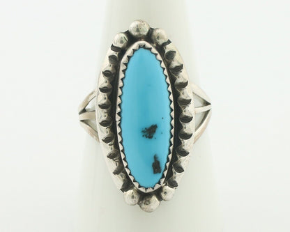 Navajo Ring .925 Silver Sleeping Beauty Turquoise Native American Artist C.80's