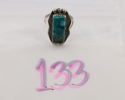 Navajo Ring 925 Silver Natural Blue Turquoise Artist Signed Doug Zachary C.80's