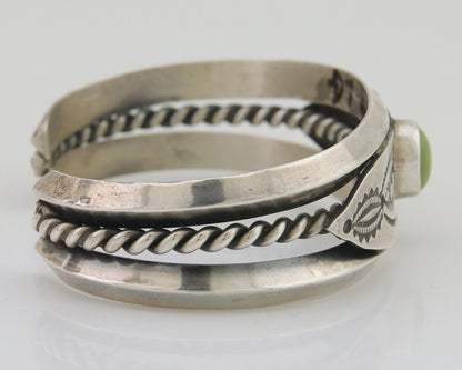 Navajo 925 Silver Handmade Bracelet Green Turquoise Native C.80's