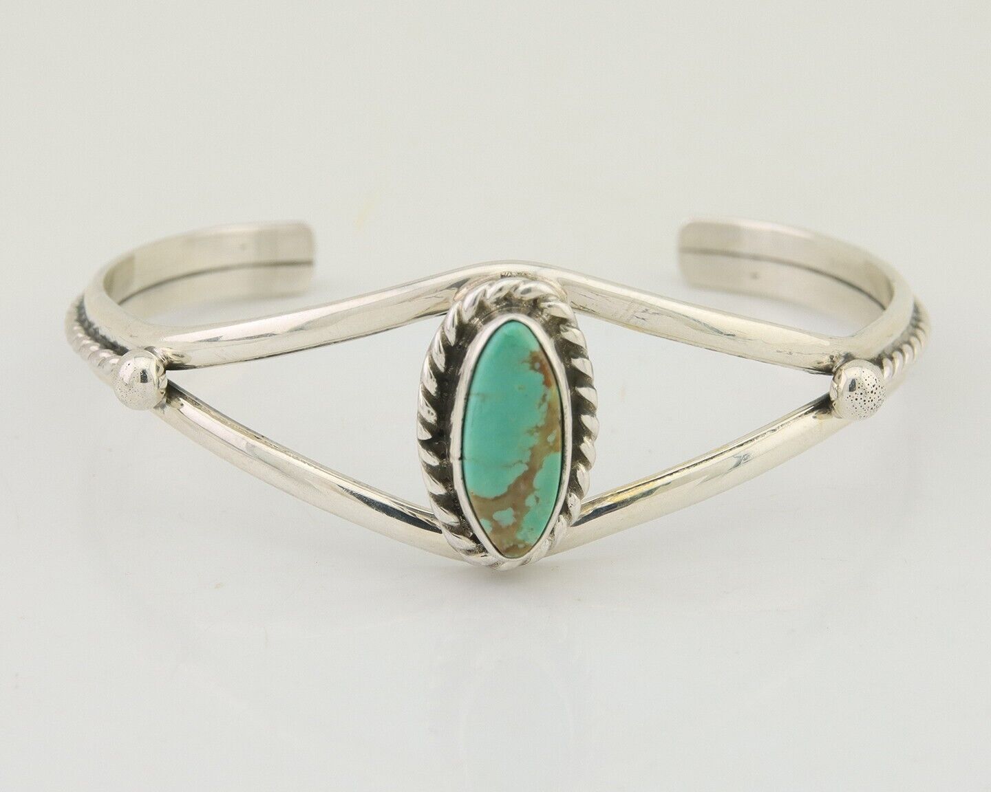 Navajo Bracelet 925 Silver Blue Turquoise Artist Signed Gecko C.80's