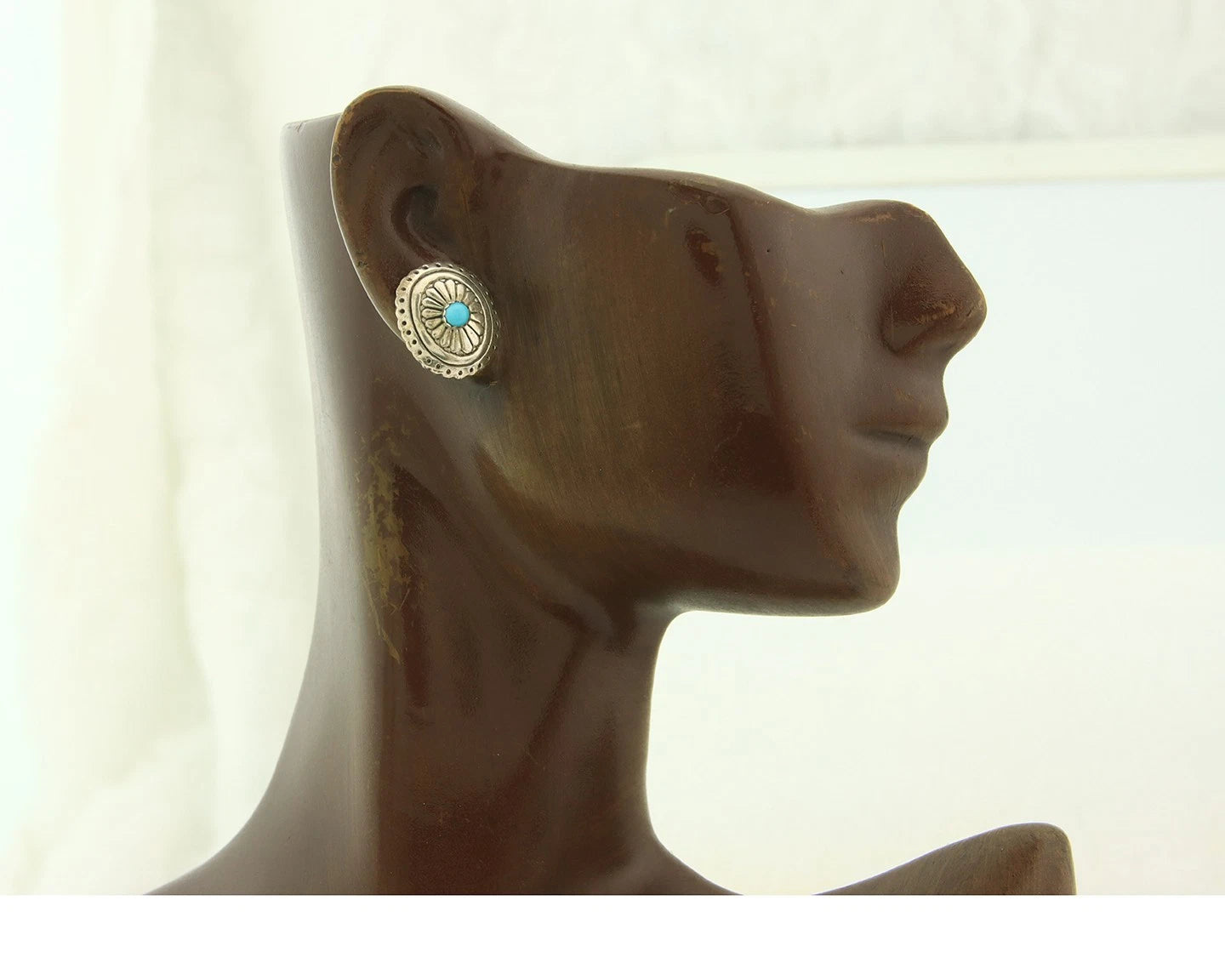 Navajo Concho Earrings Sterling Silver Handmande Vintage Hand Stamped Native Art
