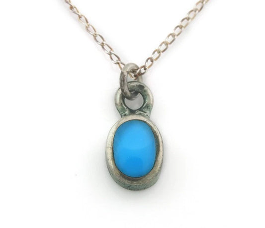 Navajo Necklace Sterling Silver Natural Blue Turquoise Vintage