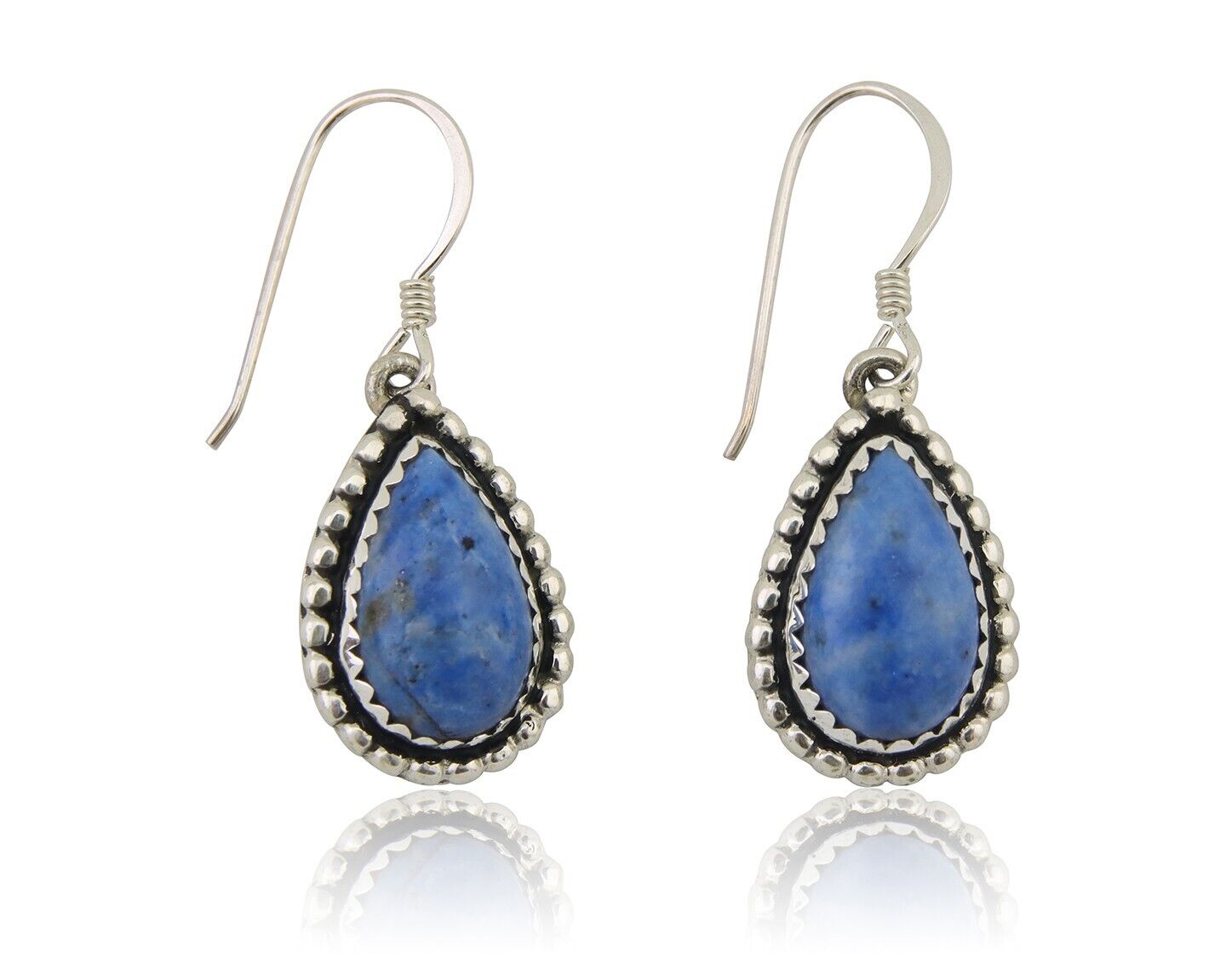 Navajo Earrings 925 Silver Blue Denim Lapis Artist Signed First Eagle C.80's