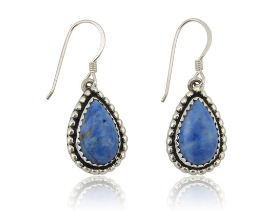 Navajo Earrings 925 Silver Blue Denim Lapis Artist Signed First Eagle C.80's