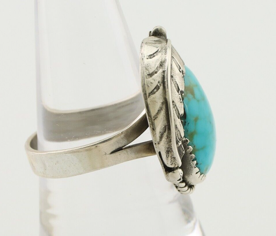 Navajo Ring 925 Silver Natural Blue Turquoise Native American Artist C.80's