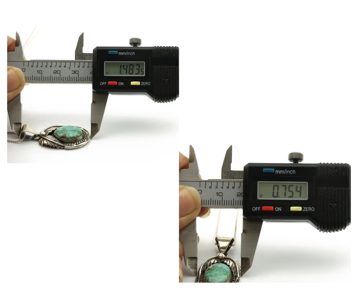 Navajo Kingman Turquoise Pendant .925 Silver Artist Signed Sunrise C.80's