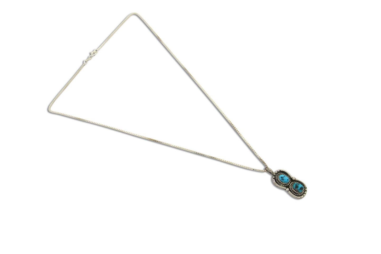 Navajo Necklace 925 Silver Natural Turquoise Native American Artist C.80's