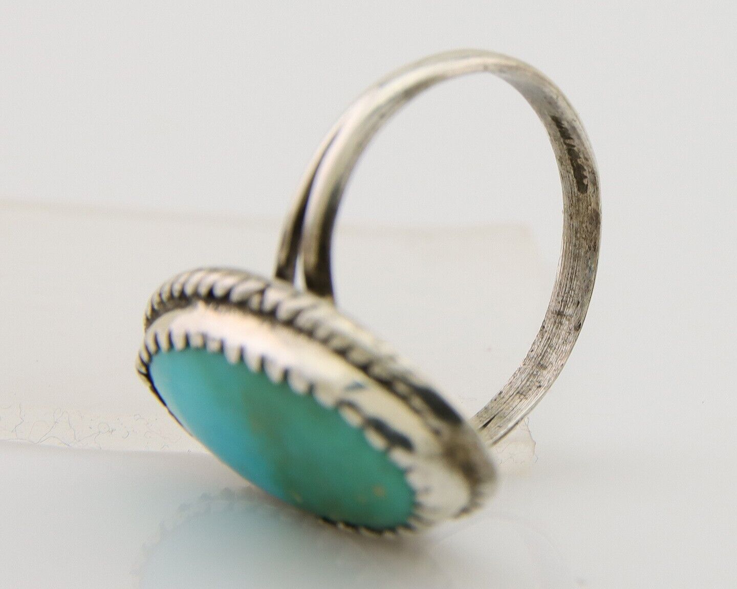 Navajo Ring 925 Sterling Silver Natural Turquoise Native American Artist C.80's