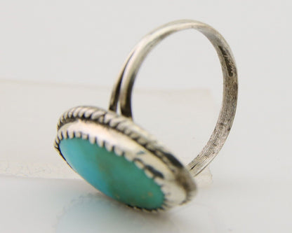 Navajo Ring 925 Sterling Silver Natural Turquoise Native American Artist C.80's