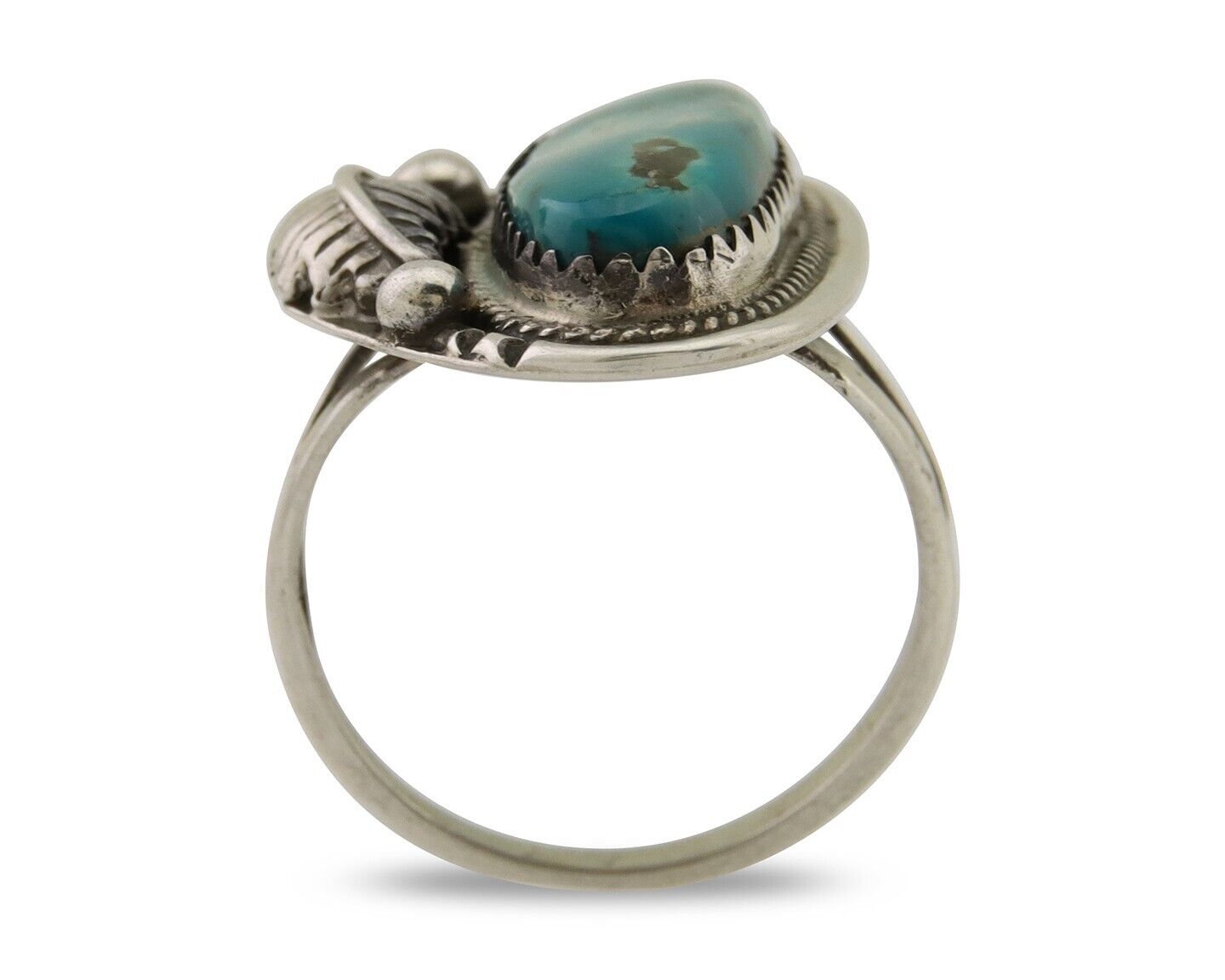 Navajo Ring 925 Silver Natural Blue Turquoise Native American Artist C.80's