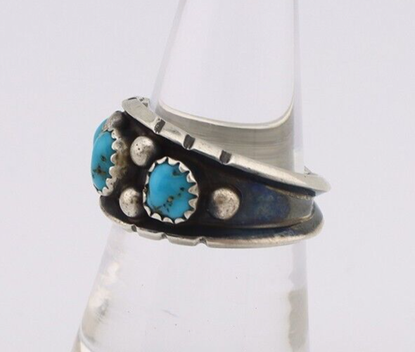 Navajo Ring 925 Silver Natural Blue Turquoise Native American Artist C.80's
