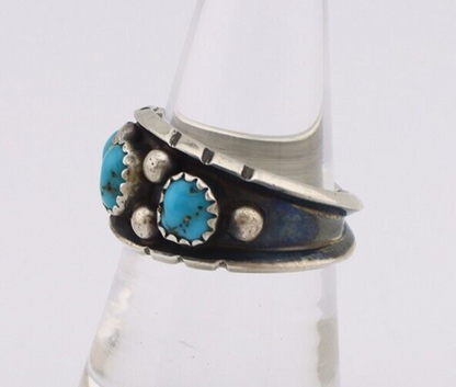 Navajo Ring 925 Silver Natural Blue Turquoise Native American Artist C.80's