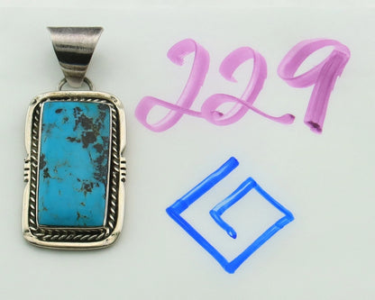 Navajo Pendant 925 Sterling Silver Natural Turquoise Vintage Artist Signed AB