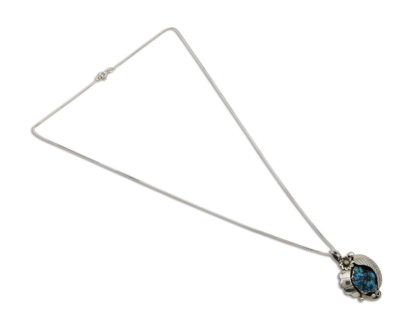 Navajo Necklace 925 Silver Natural Seafoam Turquoise Native Artist C.80's