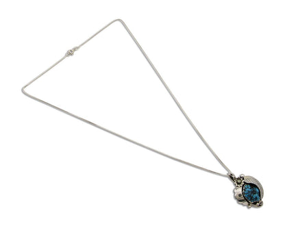 Navajo Necklace 925 Silver Natural Seafoam Turquoise Native Artist C.80's