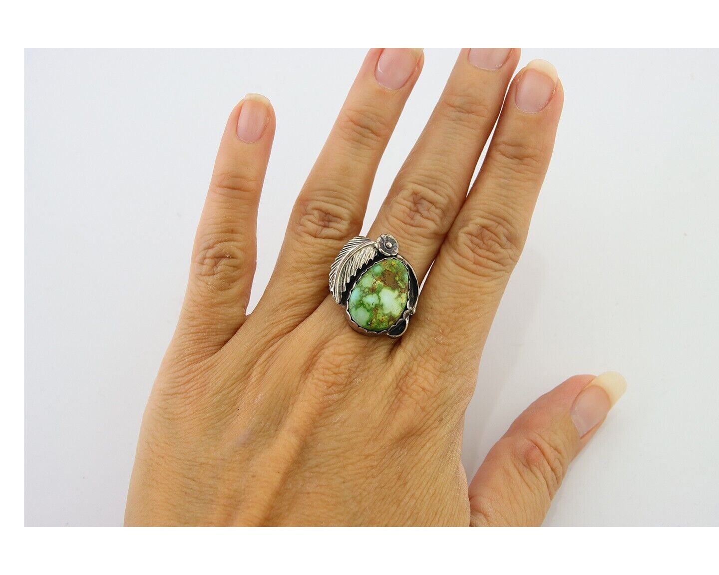 Navajo Ring 925 Sterling Royston Turquoise Native American Artist C.80's