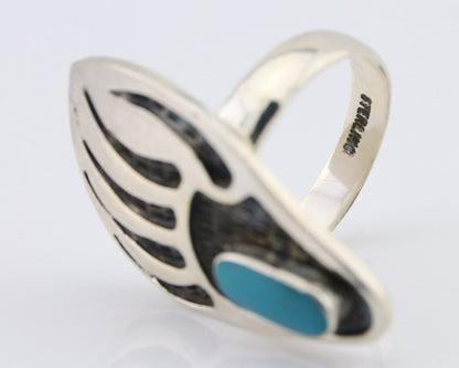 Navajo Badger Paw Ring 925 Silver Turquoise Native American Artist C.80's