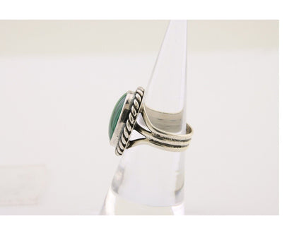Navajo Ring 925 Silver Natural Malachite Native American Artist C.80's