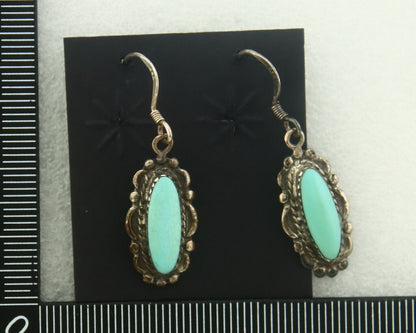 Navajo Earrings 925 Silver Natural Turquoise Native Artist C.80's