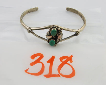 Navajo Bracelet 925 Silver Cuff Turquoise Handmade Native Artist C.80's