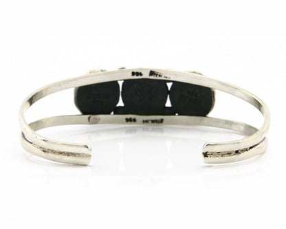 Navajo Bracelet .925 Silver Turquoise Mountain Signed Calvin Peterson C.80's