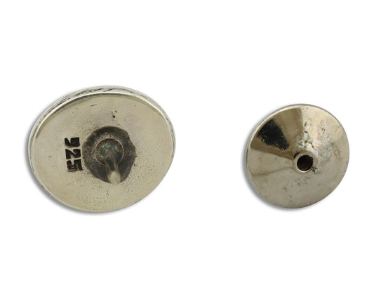 Navajo Tie Tack 925 Silver Natural Mined Turquoise Native American Artist C.80's