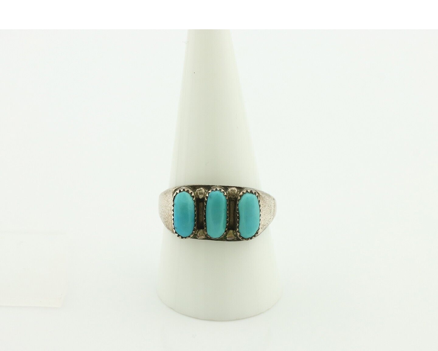 Zuni Ring .925 Silver Natural Sleeping Beauty Turquoise Signed R. LULE C.80's