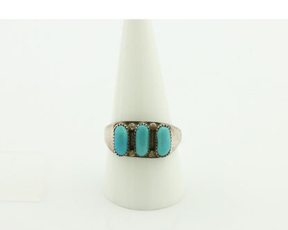 Zuni Ring .925 Silver Natural Sleeping Beauty Turquoise Signed R. LULE C.80's