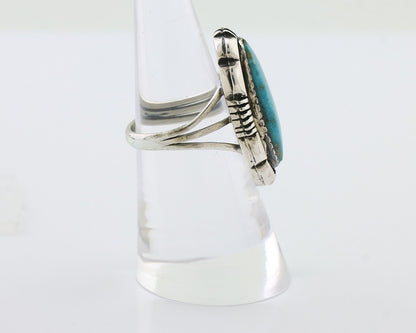 Navajo Ring 925 Silver Natural Turquoise Signed L Yazzie Size 6.25 C.80's