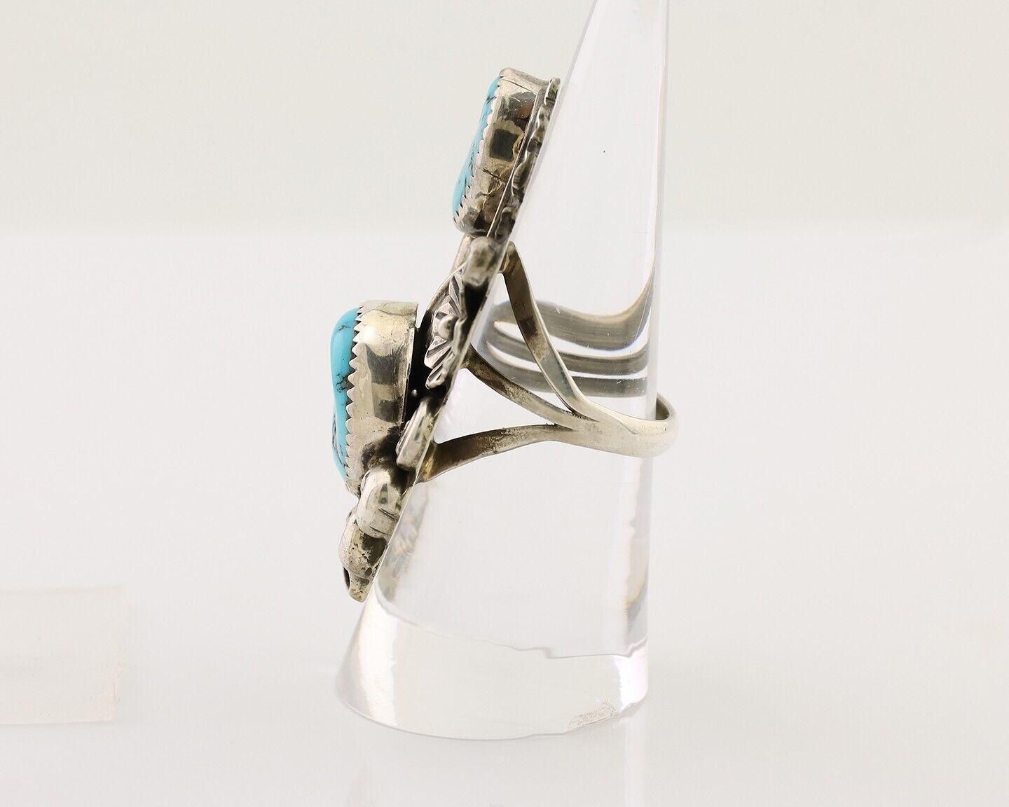 Navajo Handmade Ring 925 Silver Natural Tuquoise Native American Artist C.80's