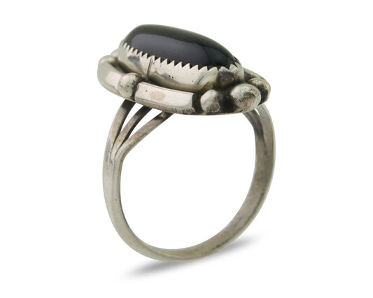 Navajo Handmade Ring 925 Silver Black Onyx Artist Signed SC C.80's