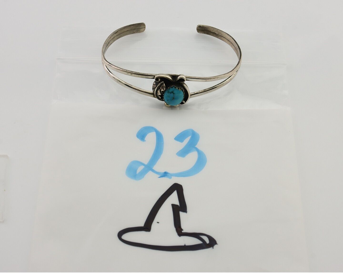 Navajo Handmade Bracelet 925 Silver Natural Blue Turquoise Native American C80's