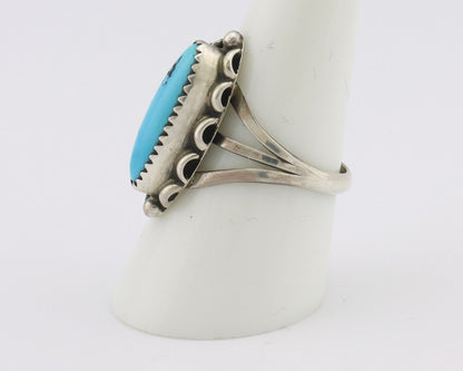 Navajo Ring .925 Silver Sleeping Beauty Turquoise Signed SkyStone Creations C80s