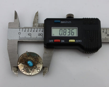 Navajo Hand Stamped Earrings 925 Silver Turquoise Signed Helen Harrison C.80's