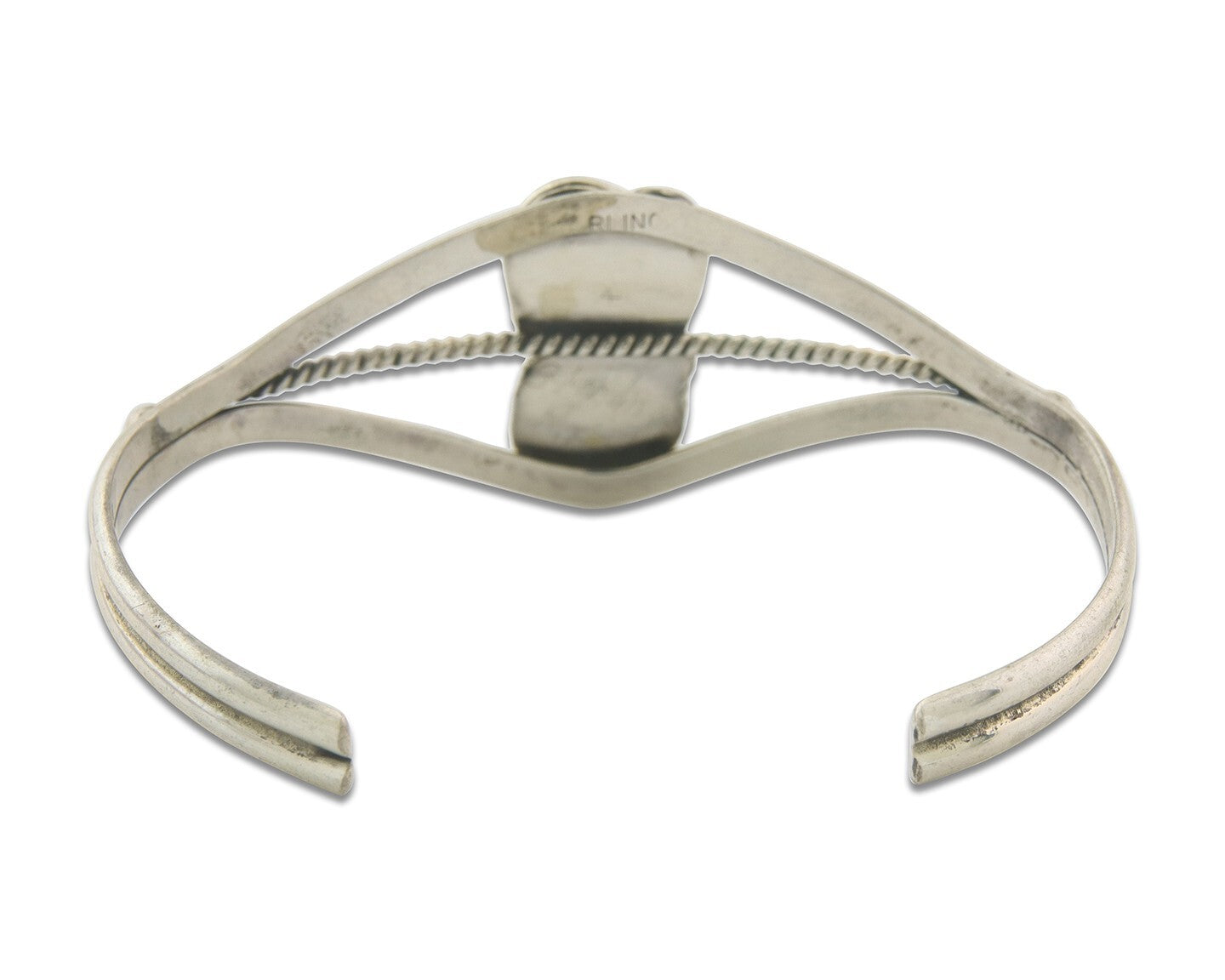 Navajo Bracelet 925 Silver Coral & Turquoise Cuff Signed Running Bear C.80's