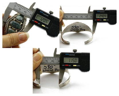 Navajo Bracelet .925 Silver Spiderweb Turquoise Bangle Signed DE Circa 1980's