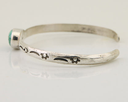 Navajo Hand Stamped Cuff Bracelet Turquoise 925 Silver Native American Artist