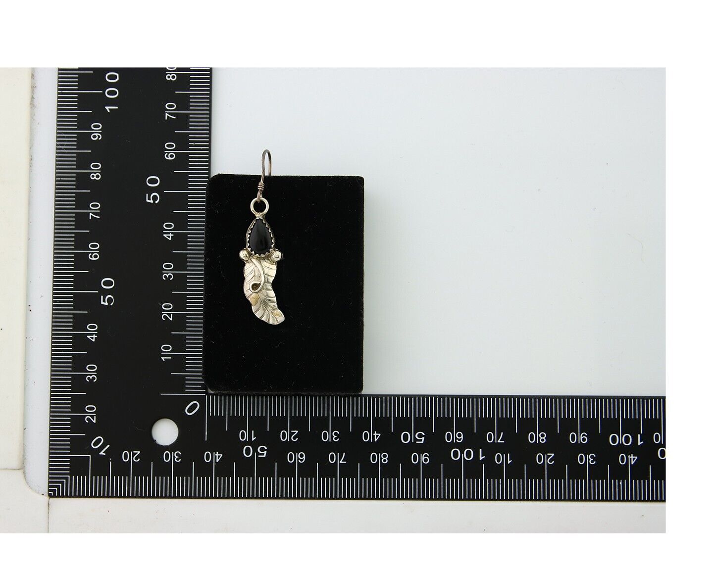 Navajo Earrings 925 Silver Handmade Natural Onyx Signed DB C.80's