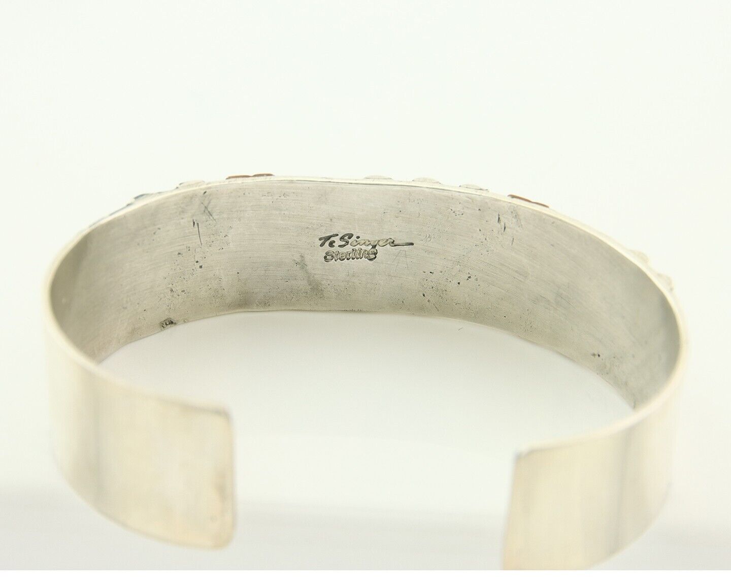 Navajo Bracelet Gold & 925 Silver Handmade 16mm Wide Artist Signed Thomas Singer