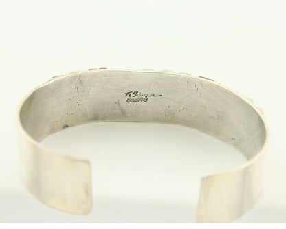 Navajo Bracelet Gold & 925 Silver Handmade 16mm Wide Artist Signed Thomas Singer