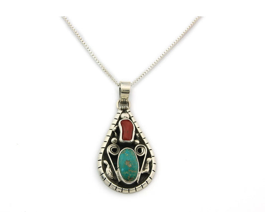 Navajo Necklace Sterling Authentic Gemstone Traditional Signed Teepee