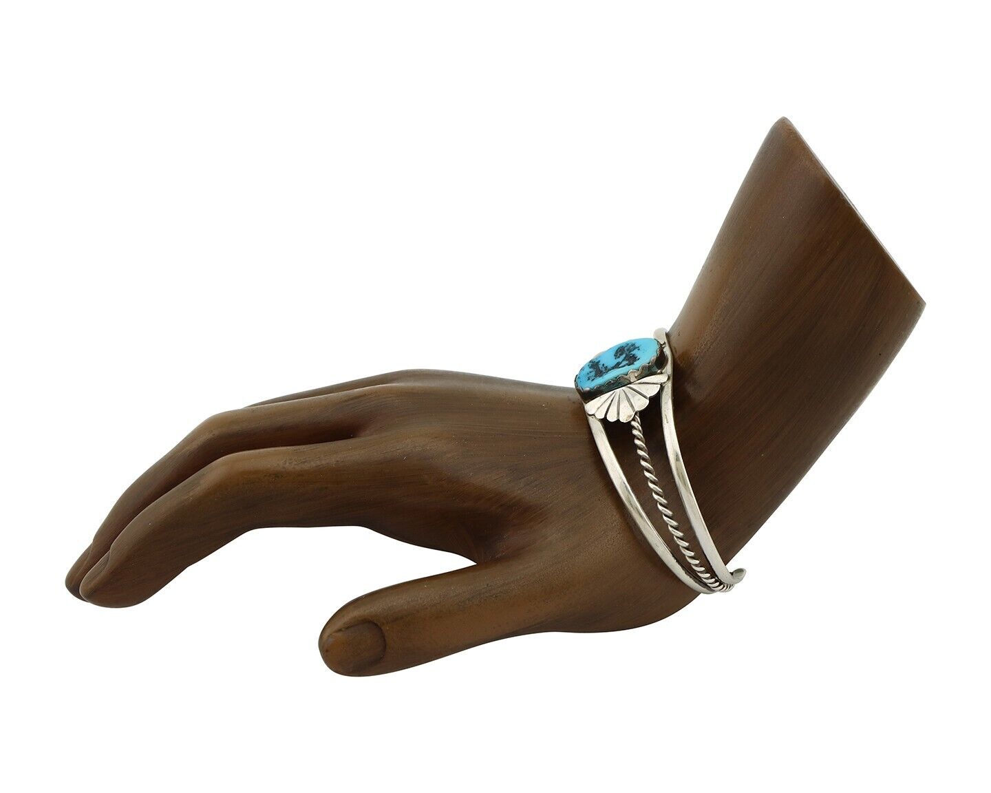 Navajo Bracelet 925 Silver Sleeping Beauty Turquoise Artist Signed LT CHEE C80s